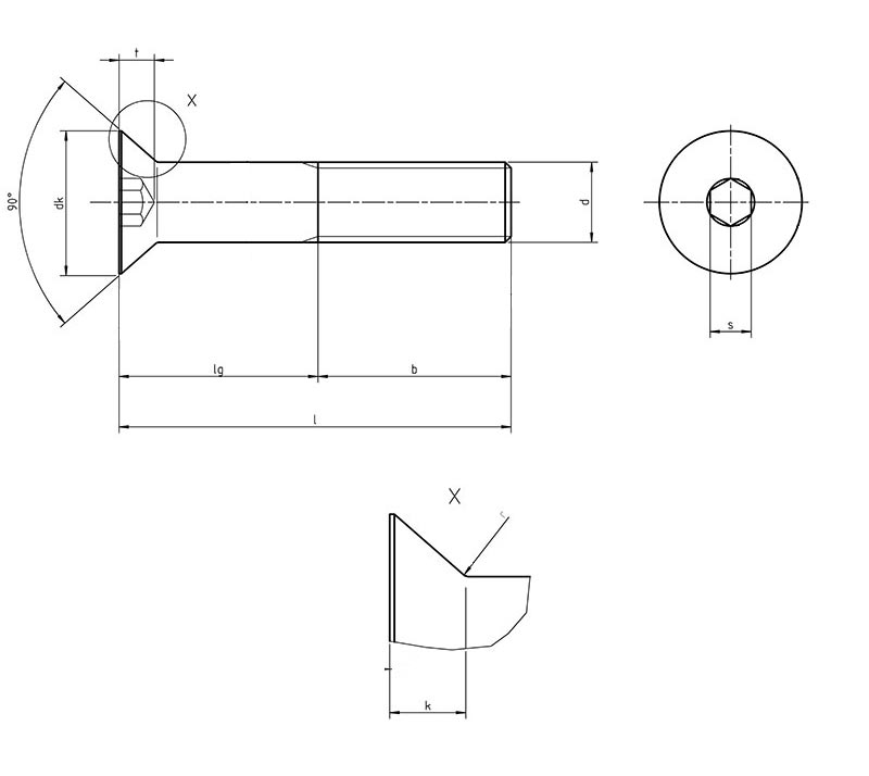 DIN 7991 titanium screws drawing - TITANIUM SERVICES